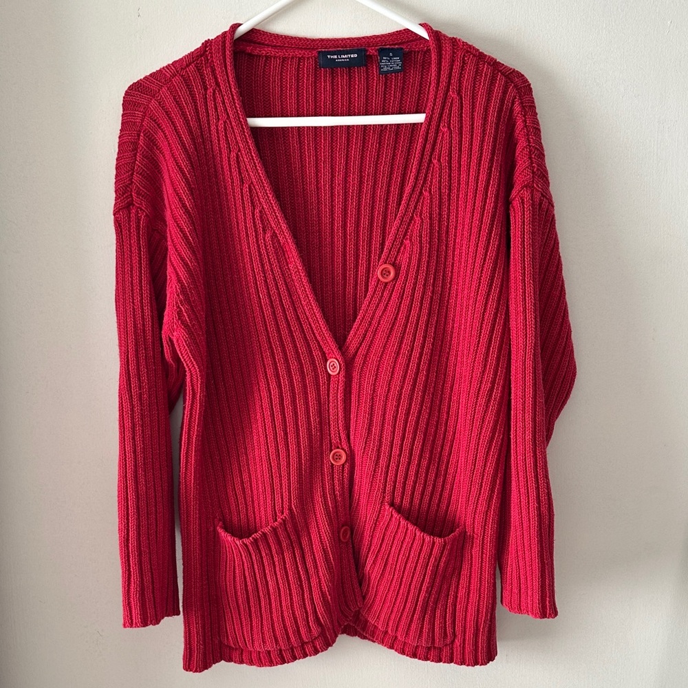 The Limited Cotton and Linen Knit Button-Up Sweater